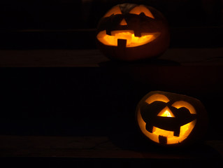 pumpkins on stairs