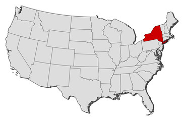 Map of the United States, New York highlighted