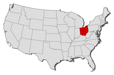 Map of the United States, Ohio highlighted