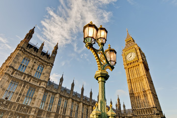 Fototapeta na wymiar Big Ben tower clock at London, England