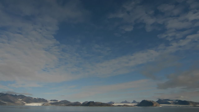 Time Lapse Clouds over Fjord at Ny Alesund, Svalbard