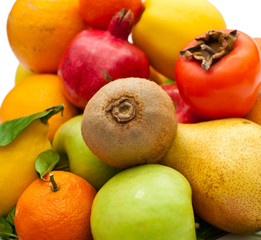 a lot of different tropical fruits closeup