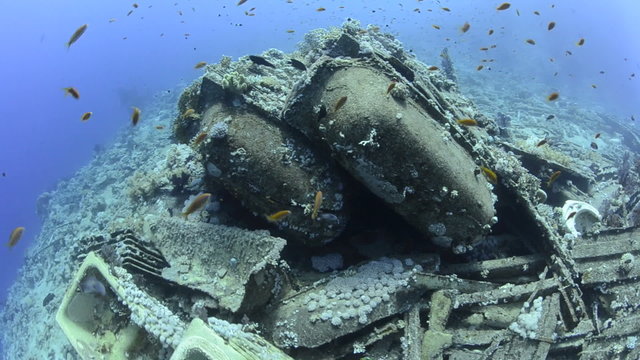 High angle view of Wreckage from a shipwreck