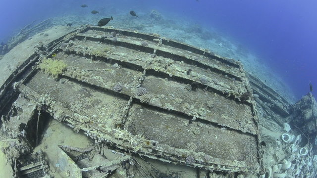 High angle view of Wreckage from a shipwreck
