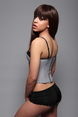 Fototapeta premium Sexy back of beautiful young woman in lingerie