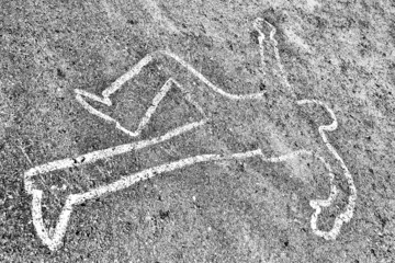 outline of man's body on the ground - 37175453