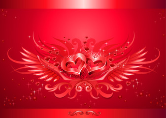 Winged hearts card