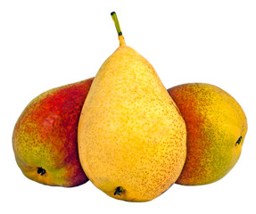 три яркие спелые вкусные сочные груши