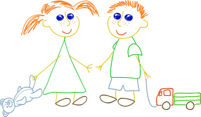 Little girl and little boy