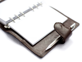page blanche d'agenda en cuir
