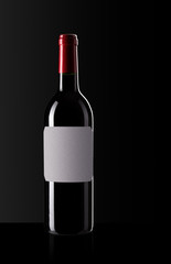 wine bottle  on black background