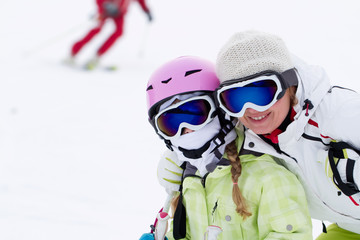 Skiing - skiers on ski slope