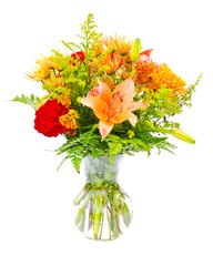 Flower bouquet arrangement centerpiece in vase
