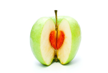 sliced apple on white background