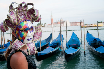 Obraz premium Carnival in Venice - beautiful girl in carnival mask