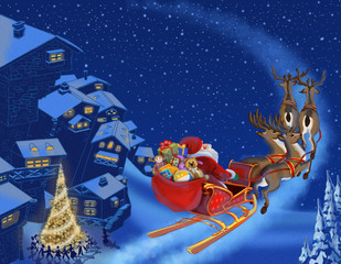 Christmas illustration of Santa Claus