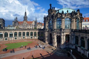 Fototapeta na wymiar Fragment of the Zwinger Palace and Dresden Castle, Germany