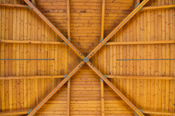Abstract Wood Pattern on High Ceiling