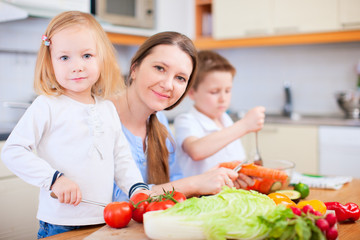 Family at kitchen