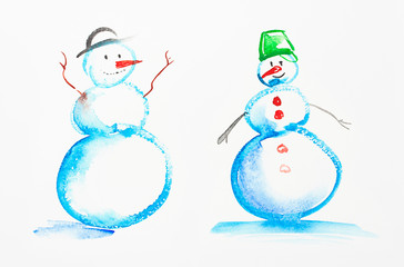 Watercolor Snowmen