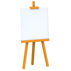 Blank canvas on easel 3d