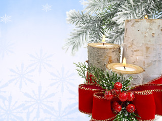 Christmas decoration - birch stump candle holders