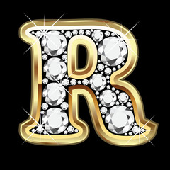 R gold with diamonds bling vector