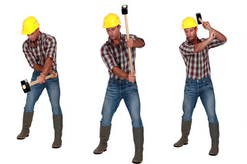 Man using sledge-hammer