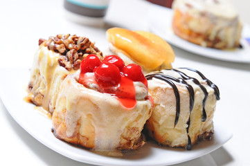 dessert with fruit on white plate