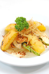 Whole roasted chicken with potatoes