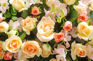 Pink and Red Fabric Roses Background