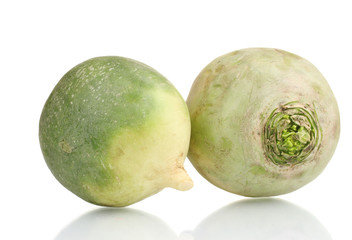 green radish isolated on white