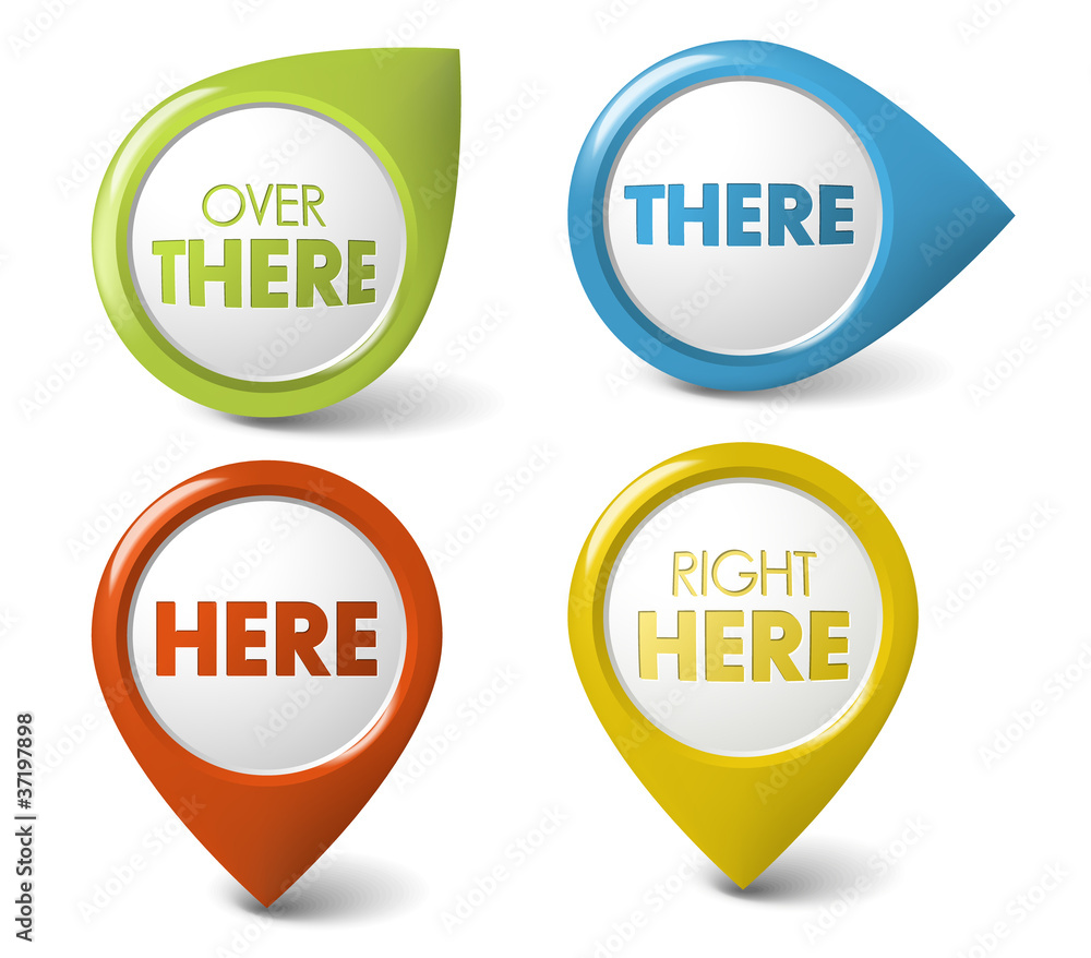 Poster vector round 3d here / there pointer