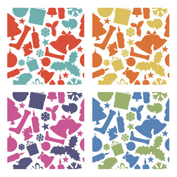 Seamless vector christmas patterns from various shapes