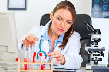 Female medical doctor working with test tube in laboratory