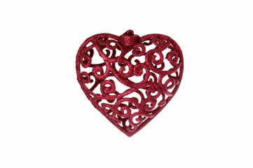 Red Sparkly Christmas Heart Decoration
