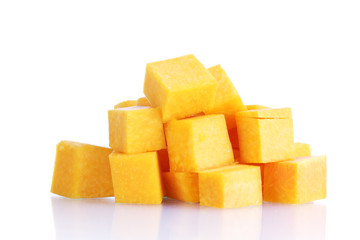 sliced pumpkin isolated on white