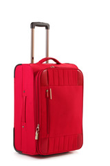 Red suitcase isolated on a white