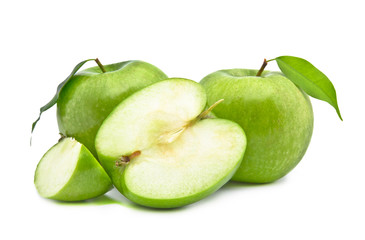 Green apples isolated on white background