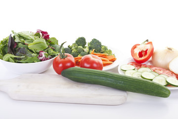 Salad Greens with Sliced and Whole Vegetables