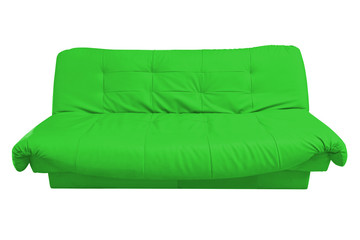 the green leather sofa isolated on white