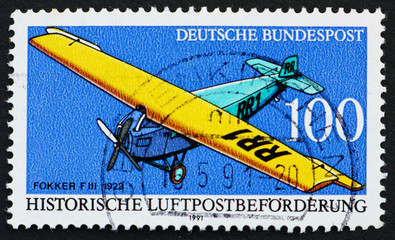 Postage stamp Germany 1991 Fokker FIII