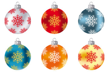 Collection of Christmas baubles isolated on white
