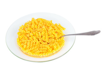 Macaroni in a transparent plate