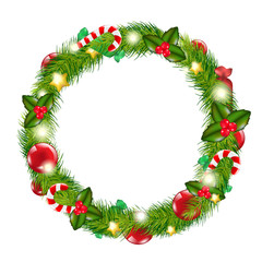 Fototapeta na wymiar Merry Christmas Wreath