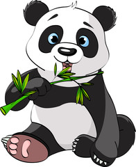 Naklejka premium Panda jedząca bambus