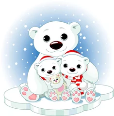 Crédence de cuisine en verre imprimé Ours Famille d& 39 ours polaires de Noël