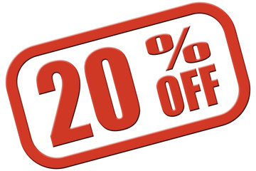 Stempel rot rel 20 PERCENT OFF
