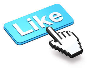 Hand-shaped mouse cursor press Like button