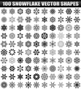 100 vector snowflake shapes